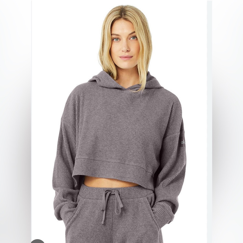 Alo Muse purple dusk heather Cropped Hoodie